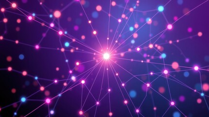 Fototapeta premium Abstract network graphic with radiating lines and glowing points. A complex web of connections and data points