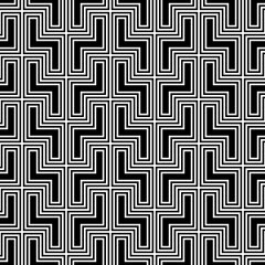 Zigzag shaped blocks on white background. Repeated figures wallpaper. Seamless surface pattern design with polygons. Mosaic motif. Digital paper for page fills, web designing