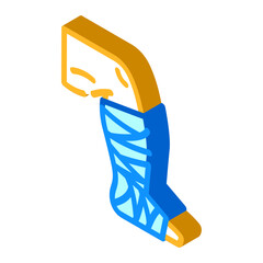 leg cast fracture injury isometric icon vector illustration