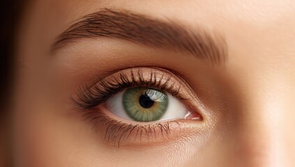 Obraz premium Close-Up Shot of Beautiful Green Eye with Natural Makeup and Detail
