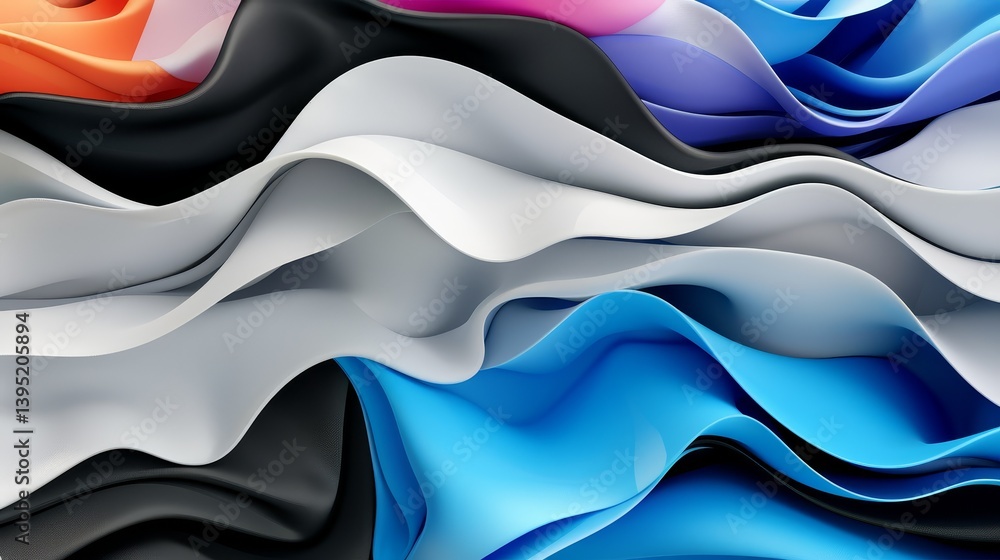 Poster abstract background with dynamic wavy shapes, colorful and modern design