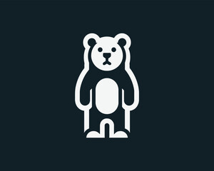 White Bear Logo Icon Minimalist Vector Animal Design for Branding