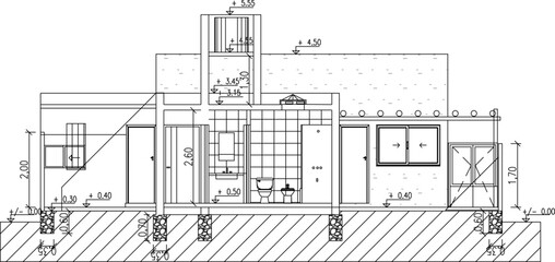 sketch vector illustration silhouette design drawing architecture section building house simple modern small family  