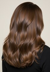 Naklejka premium Showing Healthy Brunette Hair with Natural Waves and Subtle Highlights