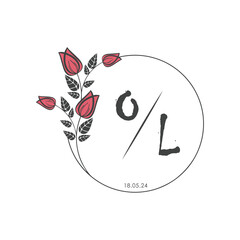 initial monogram wedding with creative circle line flower.