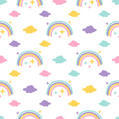 Rainbow seamless pattern hand drawn design for print on fabric and other uses.