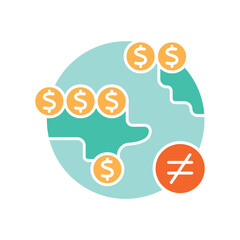 Regional inequality color flat icon for digital and print projects.