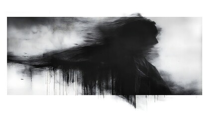 Striking charcoal wall art, combining abstract brushstrokes with the breathtaking beauty nature in a double exposure.