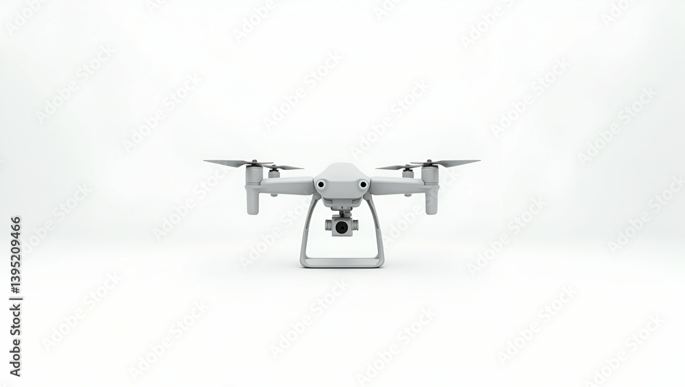 Poster minimalist vector illustration of autonomous drones in expansive space: a visionary take on modern a