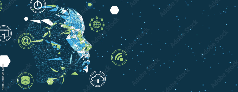Poster conceptual technology illustration of artificial intelligence