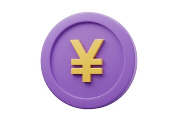 Obraz premium A single purple coin with a golden yen symbol