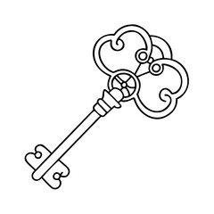 antique key icon, antique key vector illustration-simple illustration of antique key, perfect for antique key logos and icons