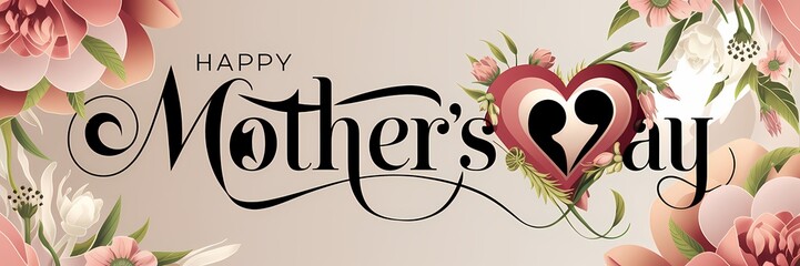 Elegant Happy Mother's Day greeting with glowing artistic typography floral details a heartwarming message in a high-resolution digital artwork perfect for celebration Mother's Day illustration design