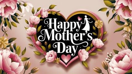 Elegant Happy Mother's Day greeting with glowing artistic typography floral details a heartwarming message in a high-resolution digital artwork perfect for celebration Mother's Day illustration design