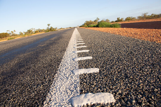 Rumble strip on the side of an outback highway