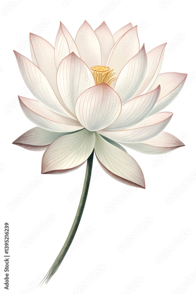 Poster minimalist lotus flower design featuring clean and elegant lines in transparent format transparent, 