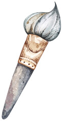 Paintbrush painted with watercolors.Art supplies. Tools for painting.