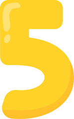 Glossy Yellow Number Five: Cartoon Style Digit