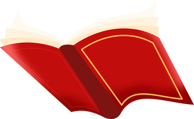 Crimson Hardcover Book, Open Pages Floating in Air