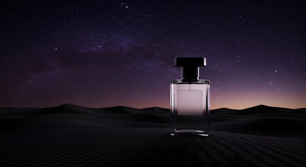 Perfume Bottle Under Starry Desert Night