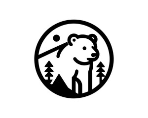 Flat design bear logo for modern business branding