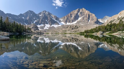 mountain lake reflection serenity landscape