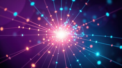 Fototapeta premium Abstract network radiating outward from a central point, vibrant colors