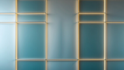 Modern Architectural Teal Panel Design With Subtle Illumination And Geometric Lines
