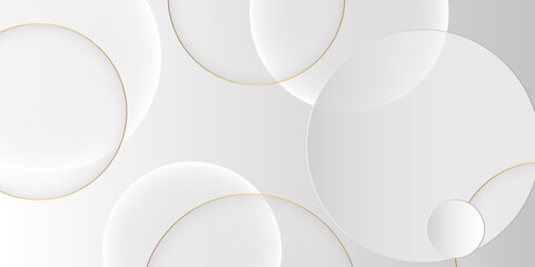 Transparent overlapping circles on a light background. sale product banner with a podium platform and round golden geometric shapes. vector illustration. graphic design Banner, Copy space Pattern web.