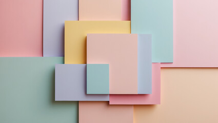 Fototapeta premium Pastel Geometric Paper Arrangement Creates A Modern Minimalist Abstract Background Composition