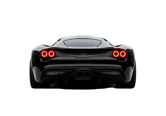Black sports car back view isolated on transparent background