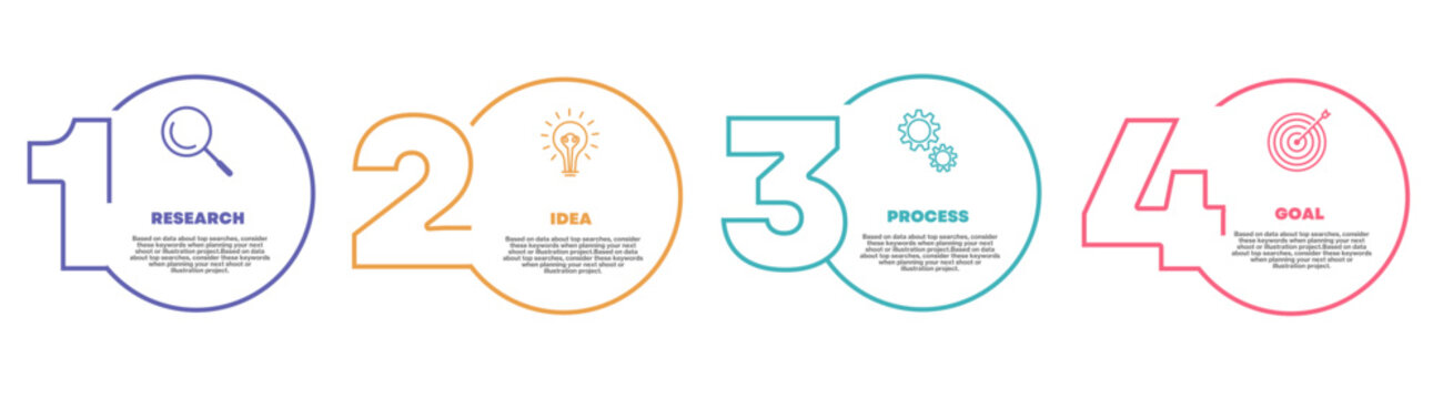 Business Infographic template. Thin line design with numbers 4 options or steps.