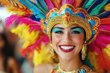 Fototapeta premium A ceremonial dance scene, with tribal members adorned in vibrant feathered headdresses and painted masks, motion blur effect. , closes up