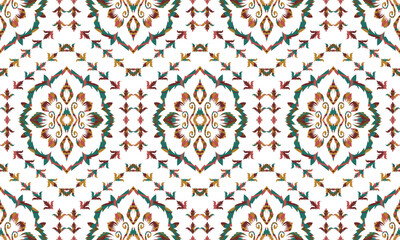 Motifs Ikat floral paisley embroidery floral. ikat ethnic Saree Sarong oriental pattern traditional.Ikat embroidery style abstract embroidery design for background,fabric,wrapping,clothing,wallpaper.