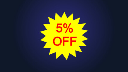 Yellow star and 5% discount icon illustration, ideal for sales, promos , and online store use, and e-commerce illustration.