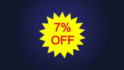 Yellow star and 7% discount icon illustration, ideal for sales, promos , and online store use, and e-commerce illustration.