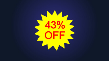 Yellow star and 43% discount icon illustration, ideal for sales, promos , and online store use, and e-commerce illustration.