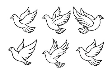 Set of Dove Silhouette Vector