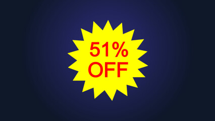 Yellow star and 51% discount icon illustration, ideal for sales, promos , and online store use, and e-commerce illustration.
