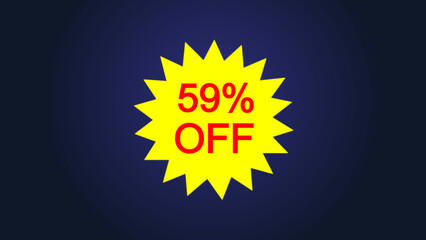 Yellow star and 59% discount icon illustration, ideal for sales, promos , and online store use, and e-commerce illustration.
