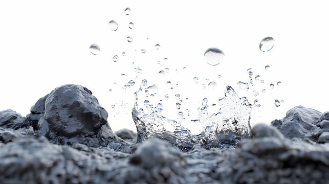 Ethereal 3d rendered foam bubbles emerging from boiling volcanic spring on isolated white background. ebullience. illustration. Ethereal Foam. Illustration
