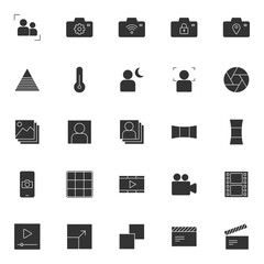 Collection of Photography and videography icons set. Photography symbol modern, simple, vector, icon for website design, mobile app, ui. Vector Illustration