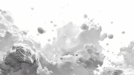 Ethereal 3d rendered foam bubbles emerging from boiling volcanic spring on isolated white background. ebullience. illustration. Ethereal Foam. Illustration