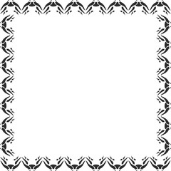 Tiger wildlife cat frame. Bblack ink tiger silhouette. Big cat border on white background