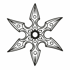 Intricate Ninja Star  Illustration with Detailed Geometric Design