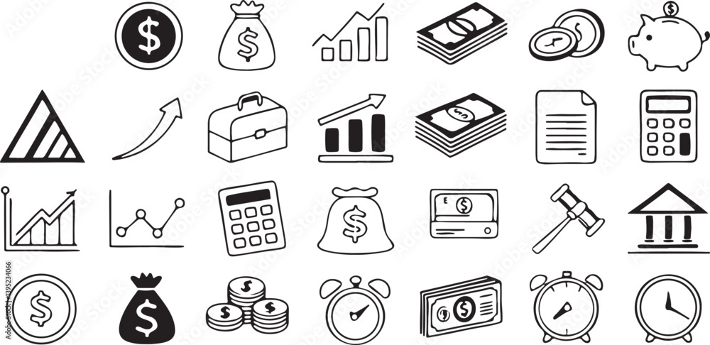 Poster black vector icons set for business web design