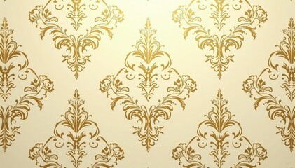 Intricate floral damask pattern in muted golds and creams , ornate, embossed