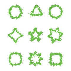 Bright Neon Shapes Icon Set Glowing Green Geometric Symbol Pack