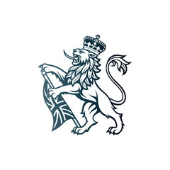 Fototapeta premium Crowned Lion Heraldic Logo Vector with Royal Crest Design for Luxury Branding