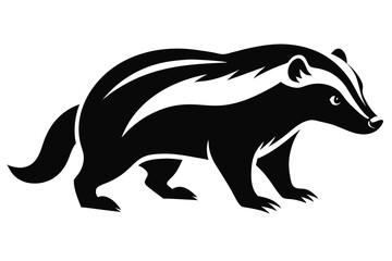 Badger Minimalist Silhouette of a Black and White Badger Walking Animal